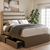 Jovian Faux Leather Drawer Bed Frame