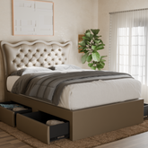 Harlen Faux Leather Drawer Bed Frame