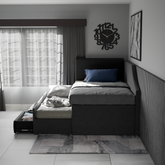 Devin 5-in-1 Fabric Pull-Out Bed Frame with Drawers