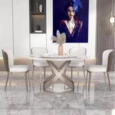 Vincenzi Sintered Stone Round Dining Table - Maxi Home Furnishing