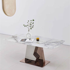 Giulia Glossy Sintered Stone Dining Table (160cm/180cm/200cm) - Maxi Home Furnishing