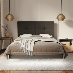 Rylan Fabric Floating Bed Frame (Water Repellent, Pet Friendly & LED) By Somnuz