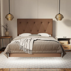 Valen Fabric Floating Bed Frame (Water Repellent, Pet Friendly & LED) By Somnuz