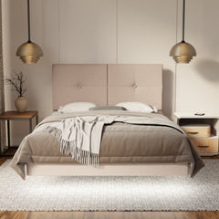 Rylan Fabric Floating Bed Frame (Water Repellent, Pet Friendly & LED) By Somnuz