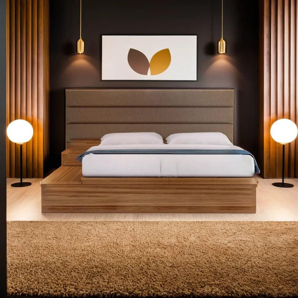 Garry Queen Size Storage with Side Storage Bed Frame (Wooden) - Maxi Home Furnishing