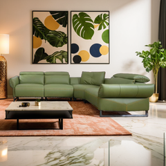 Canopie Genuine Full Leather Sectional Recliner Sofa