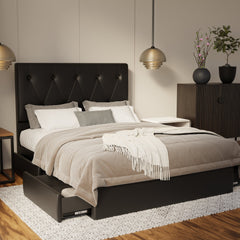 Valen Genuine Leather Drawer Bed By Esteller