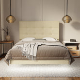 Theron Genuine Leather Floating Bed Frame (With LED) By Esteller