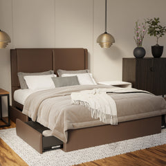 Vance Genuine Leather Drawer Bed By Esteller