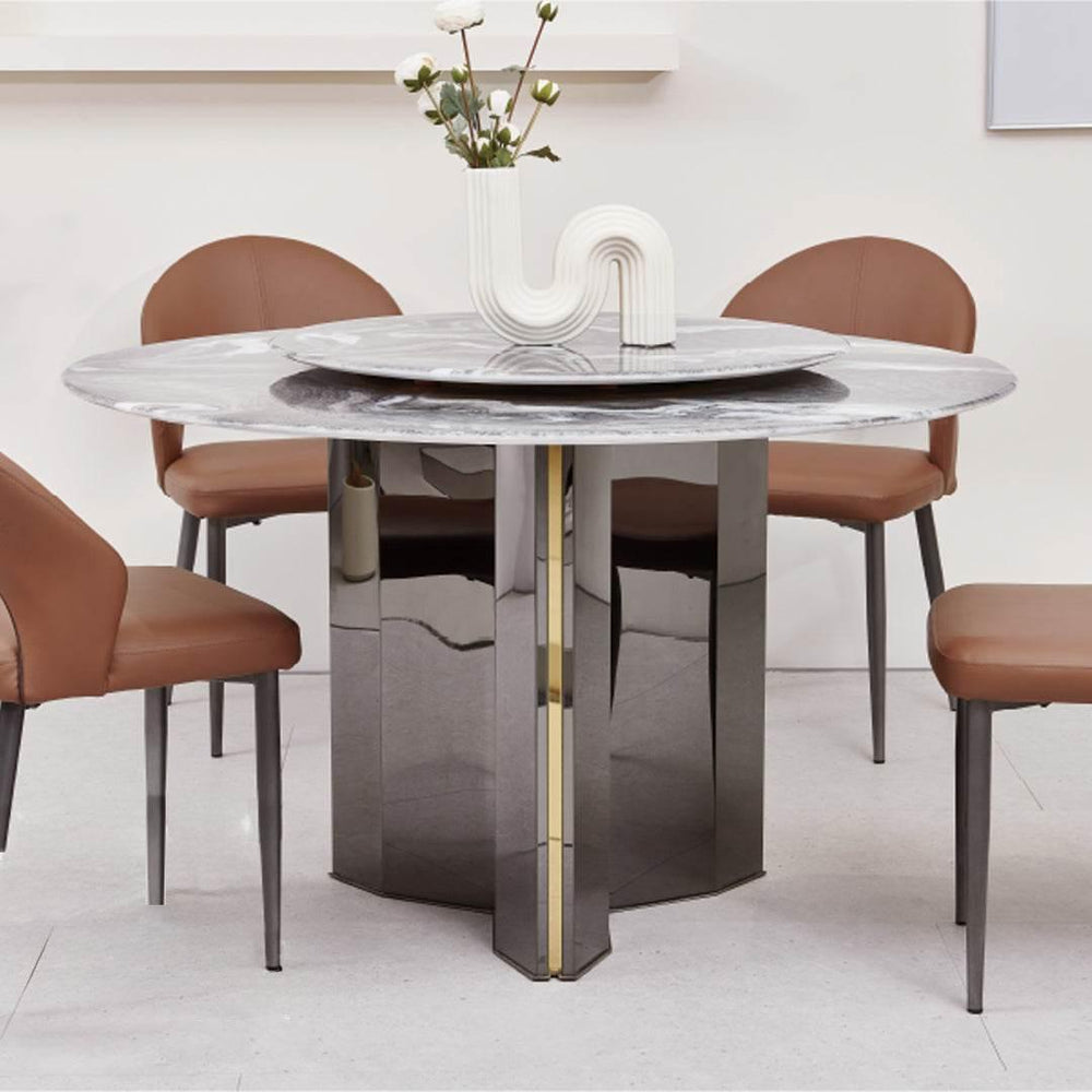 Vida Glossy Sintered Stone Round Dining Table - Maxi Home Furnishing