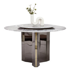 Vida Glossy Sintered Stone Round Dining Table - Maxi Home Furnishing