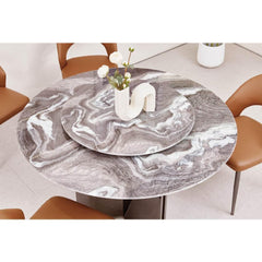 Vida Glossy Sintered Stone Round Dining Table - Maxi Home Furnishing
