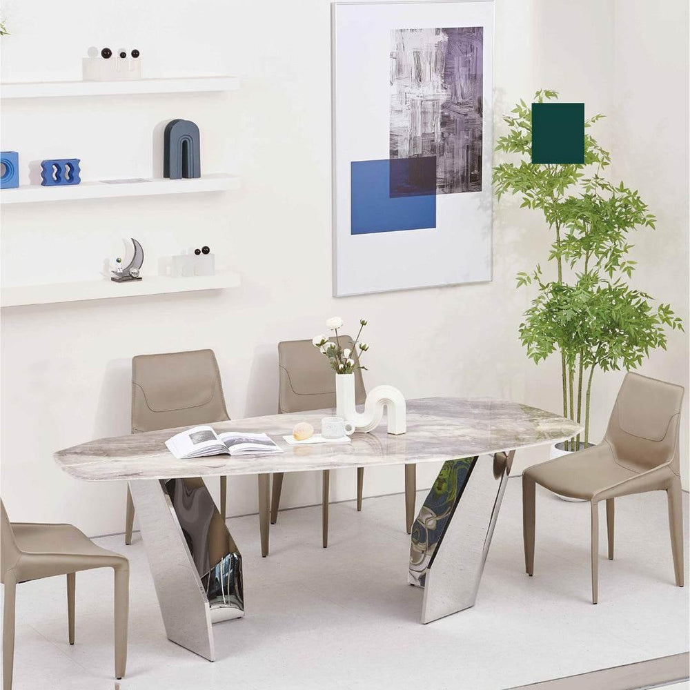 Jose Glossy Sintered Stone Dining Table (220cm) - Maxi Home Furnishing