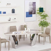 Jose Glossy Sintered Stone Dining Table (220cm) - Maxi Home Furnishing