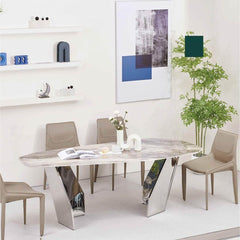 Jose Glossy Sintered Stone Dining Table (220cm) - Maxi Home Furnishing