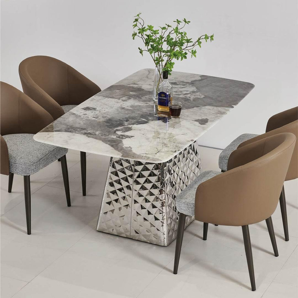 Estela Glossy Sintered Stone Dining Table (140cm/160cm/180cm) - Maxi Home Furnishing