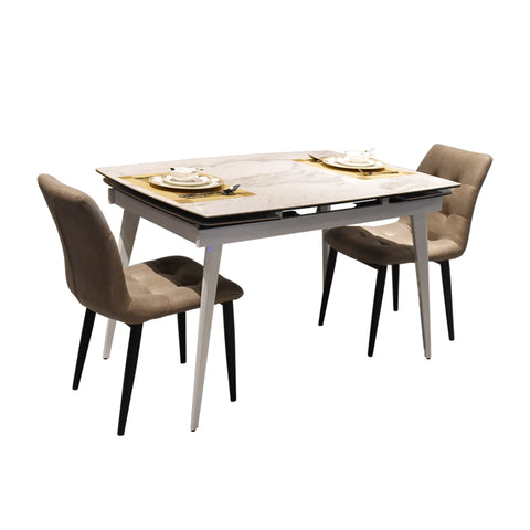Lorie Marble Top Extendable Dining Table