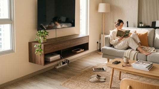 Explore MaxiHome's floating TV console collection: wall-mounted designs that save floor space, suit Singapore homes, and keep living rooms clean and considered.