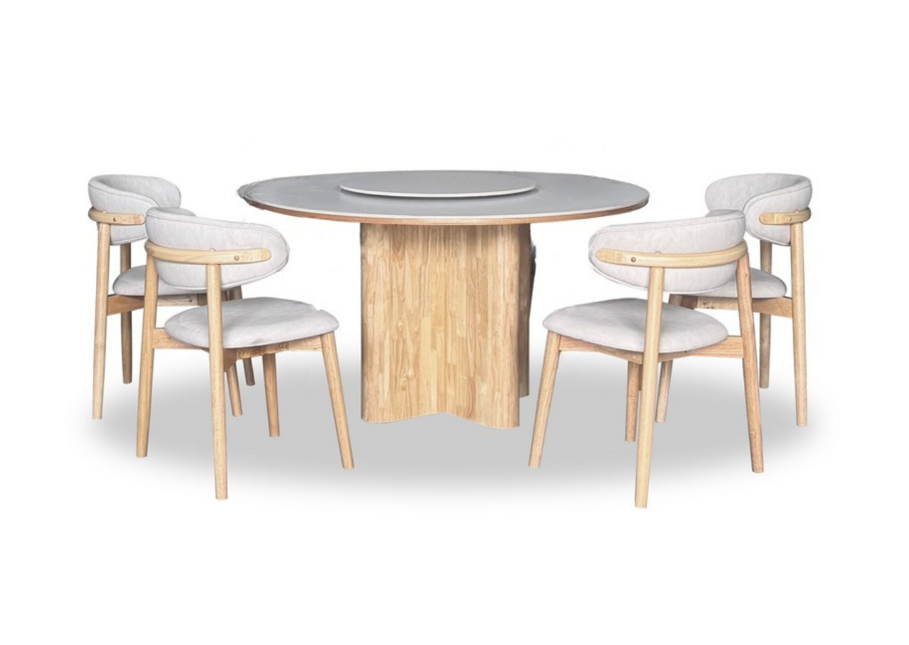 Veloura Dining Set (1 Table + 4 Chair) by Wood Haven
