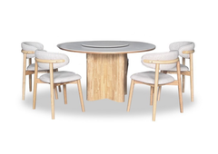 Veloura Dining Set (1 Table + 4 Chair) by Wood Haven