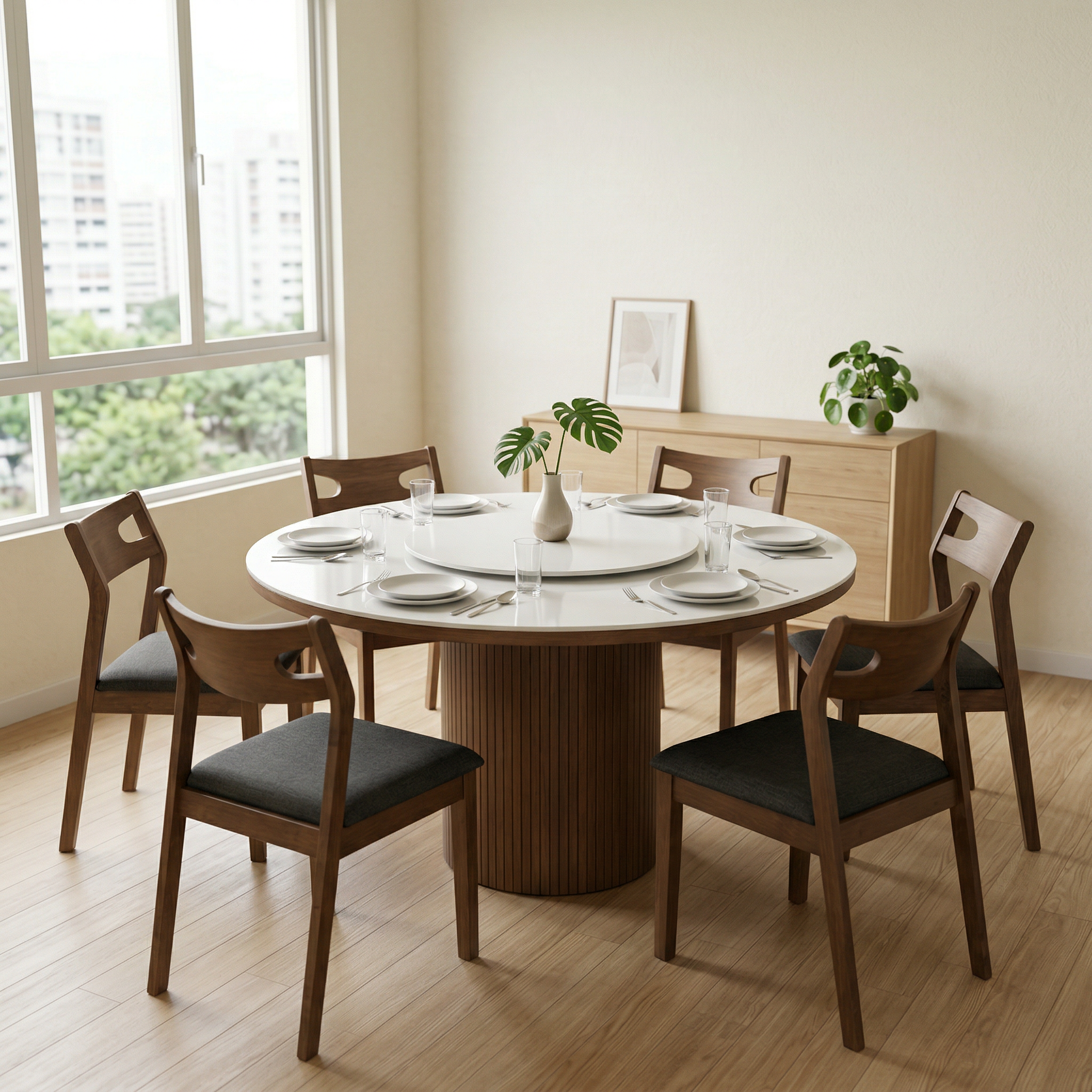 Lara Dining Set (1 Table + 6 Chair) by Wood Haven