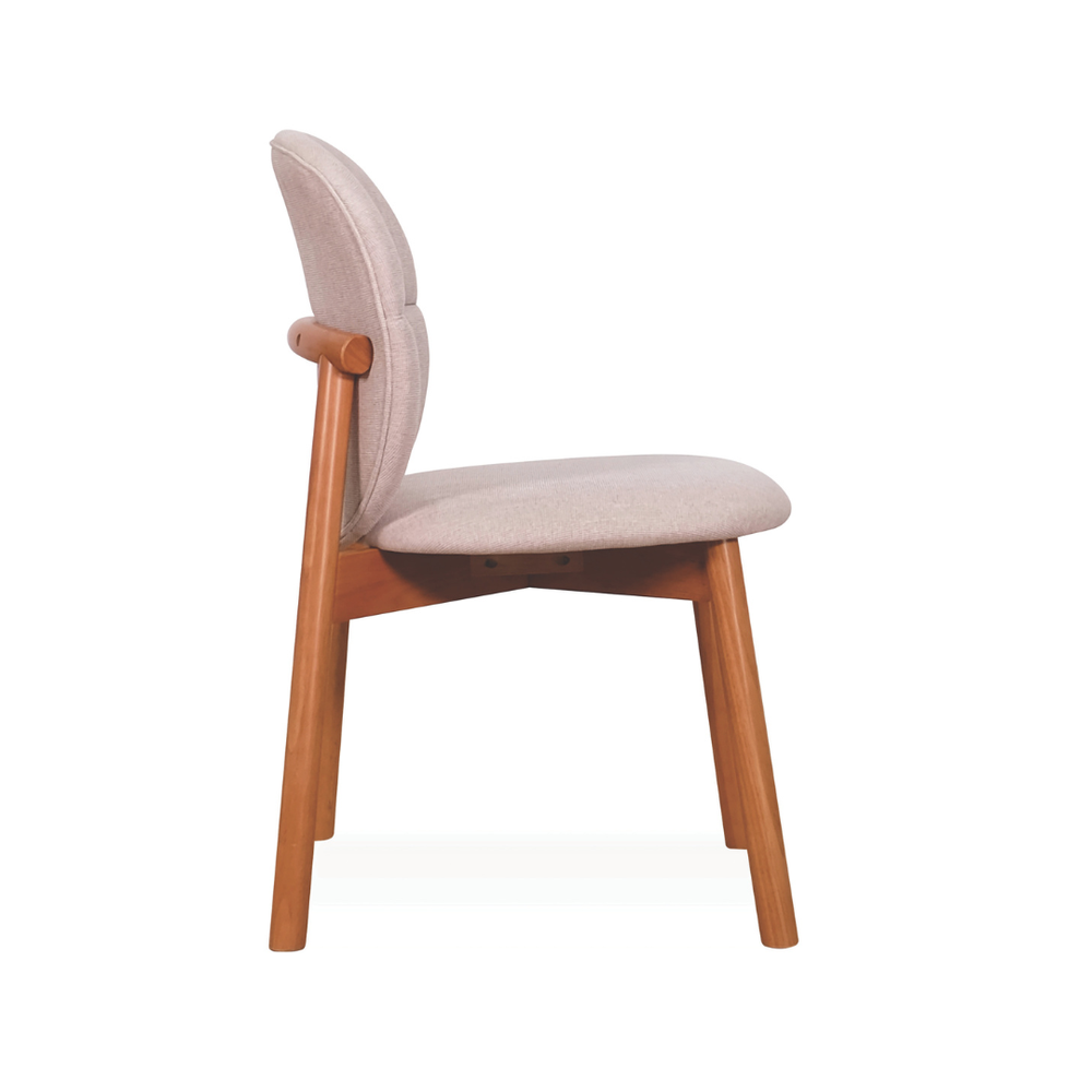 Pilot Wooden Dining Chair | Solid Rubberwood & Beige Fabric – Maxi Home