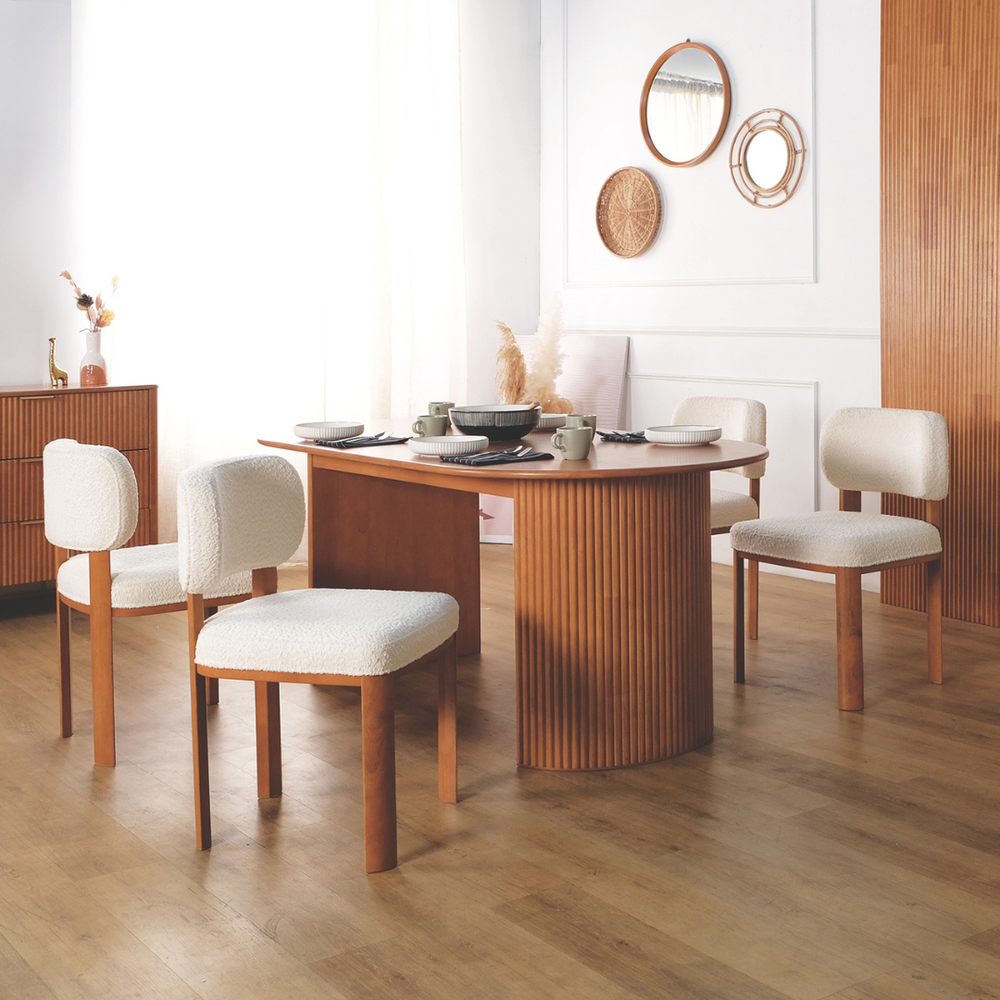 Fika Rattan Wooden Dining Chair | Solid Wood & Padded Seat – Maxi Home