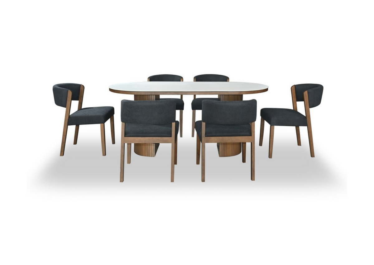 Arlo Dining Set (1 Table + 6 Chair) by Wood Haven