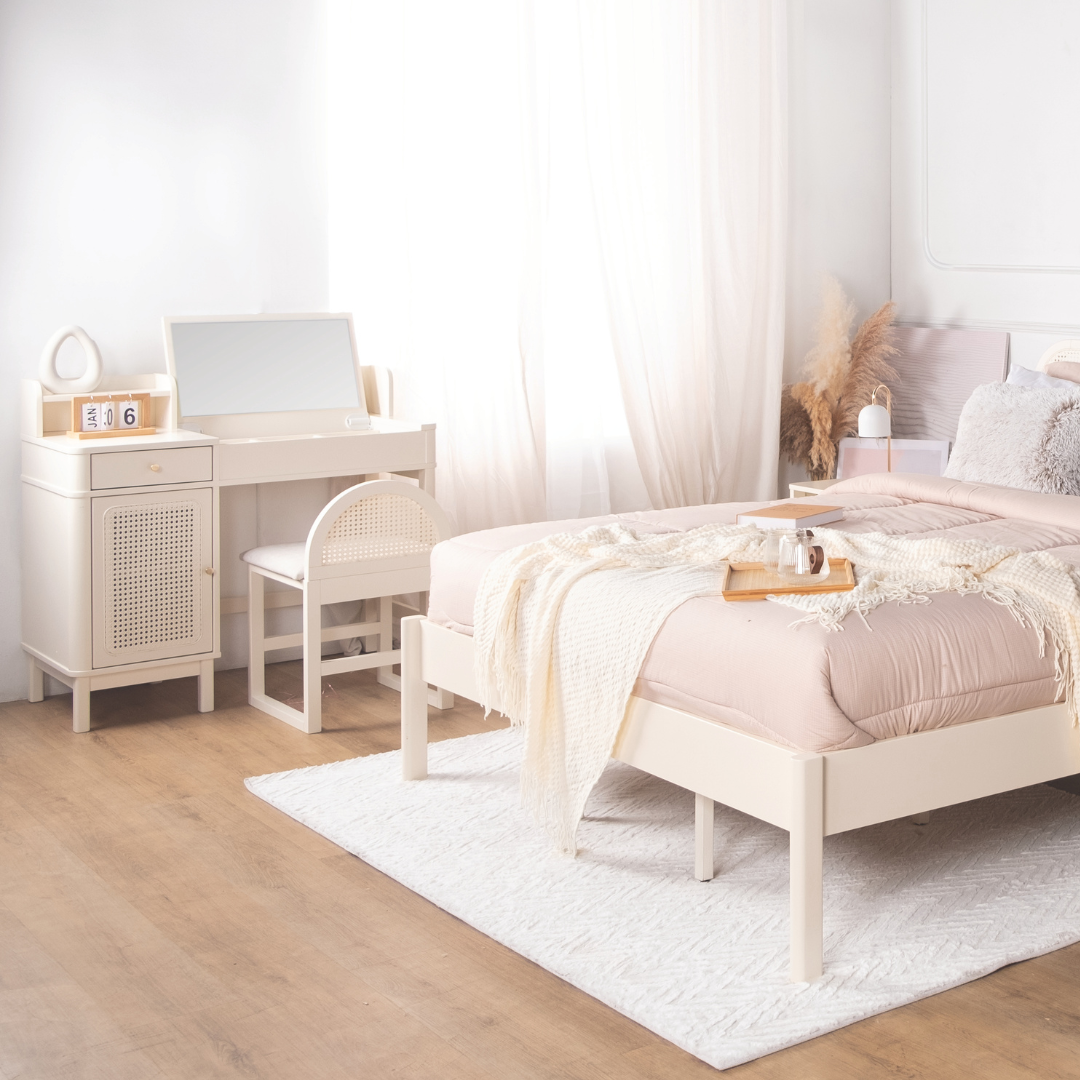 Ivory Rattan Dressing Table