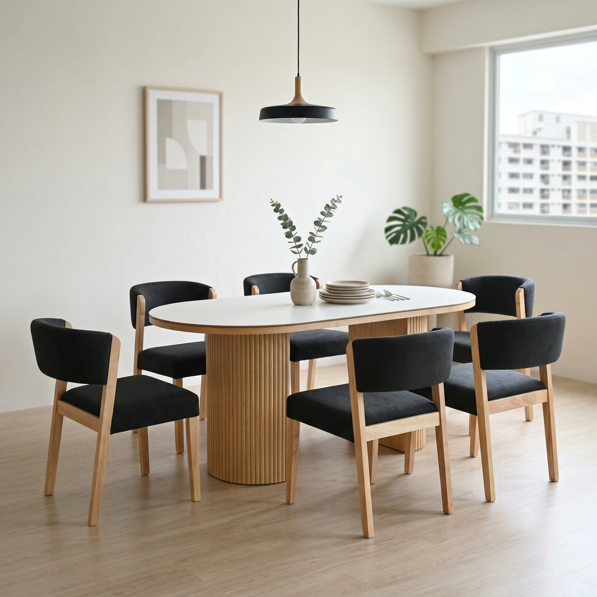 Lona Dining Set (1 Table + 6 Chair) by Wood Haven