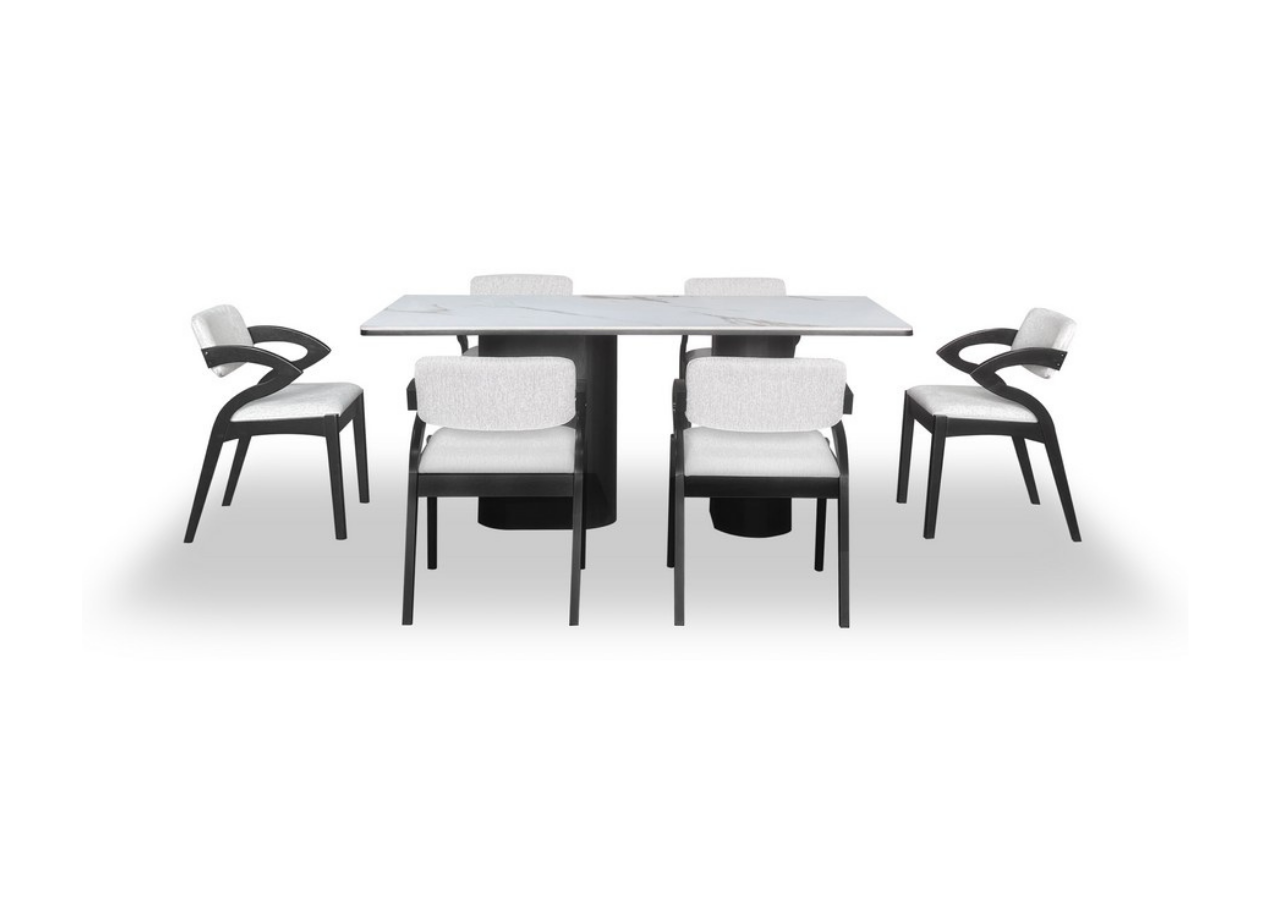Aldun Dining Set (1 Table + 6 Chair) by Wood Haven