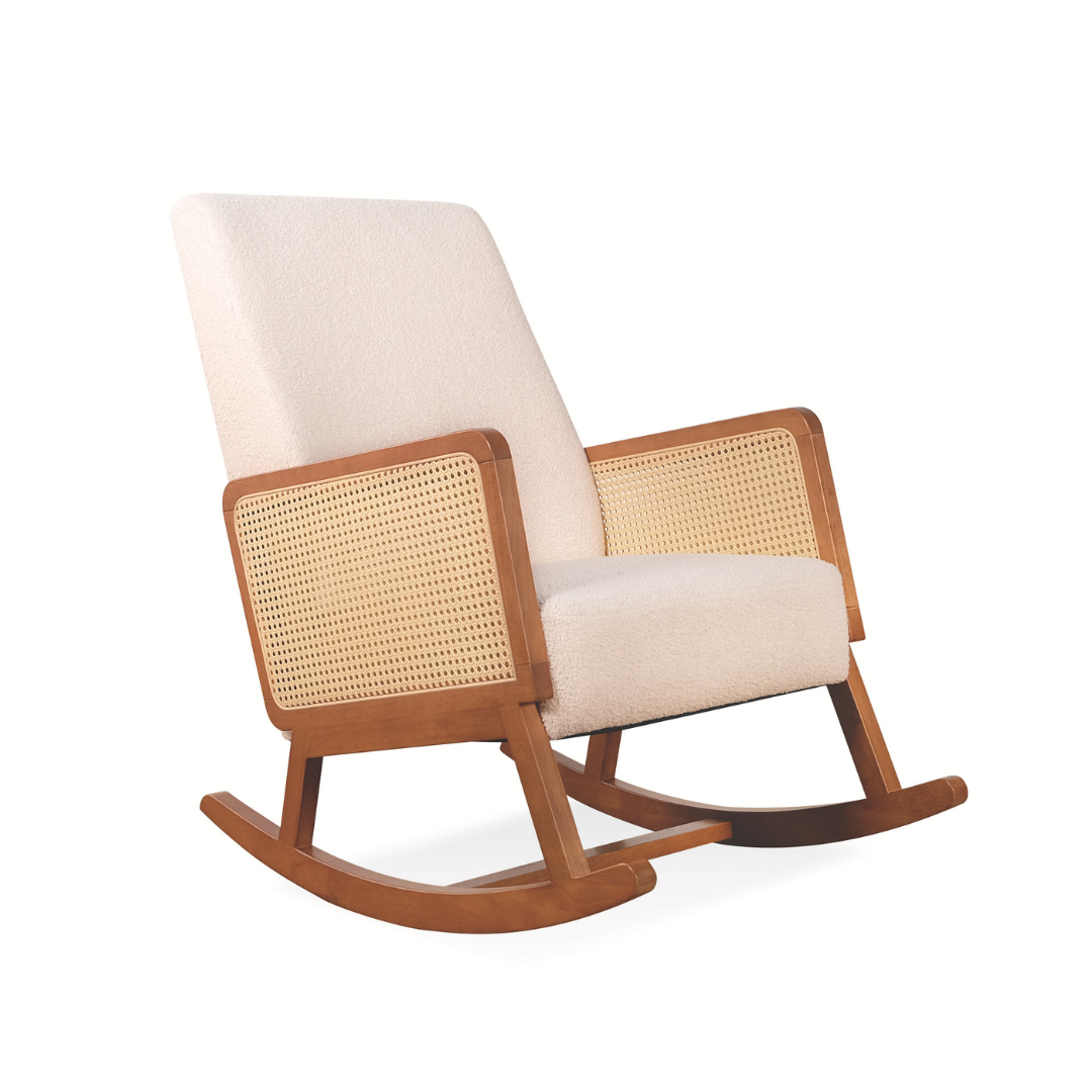 Jamie Wooden Rocking Chair with Ottoman