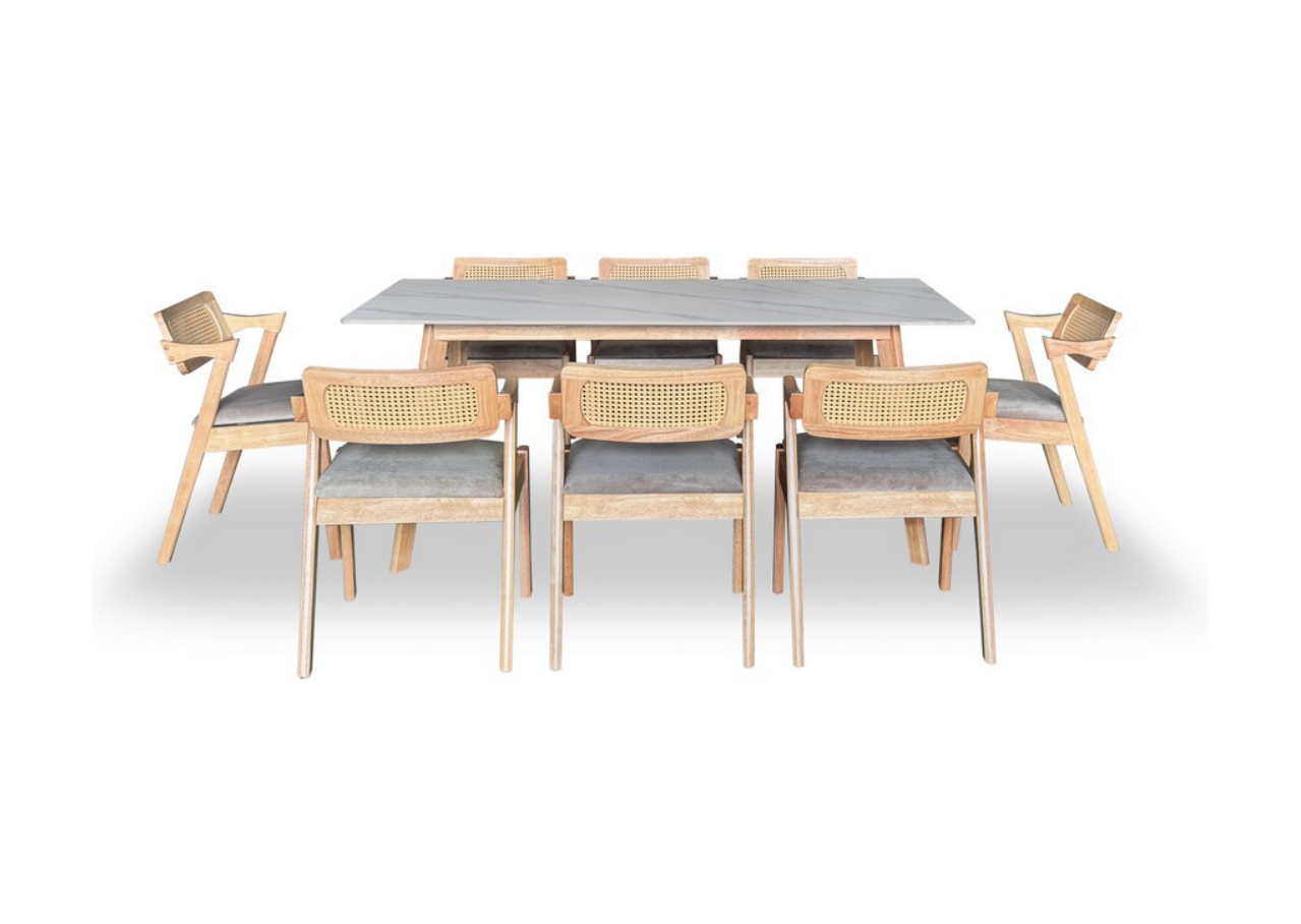 Rowan Dining Set (1 Table + 8 Chair) by Wood Haven
