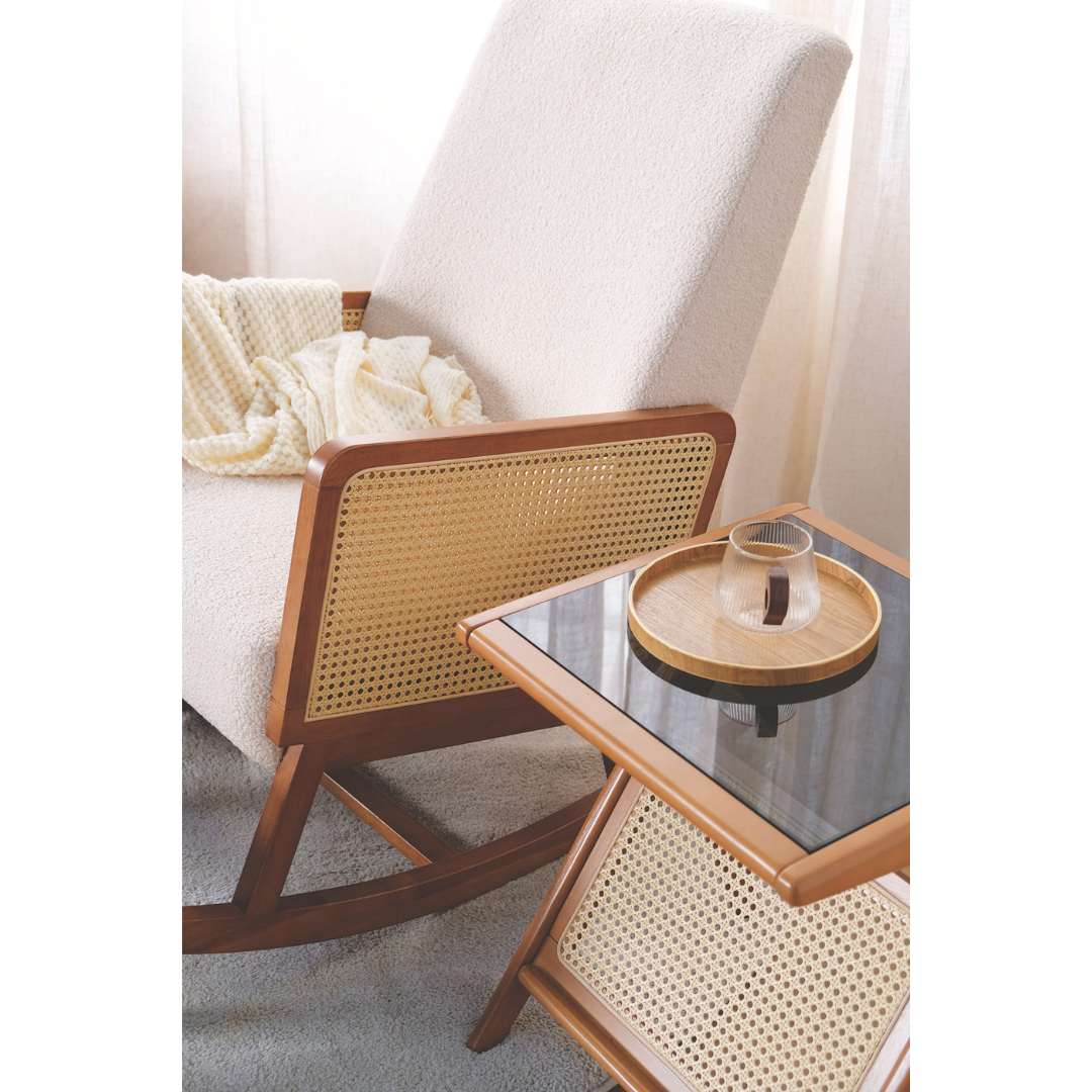 Jamie Wooden Rocking Chair with Ottoman