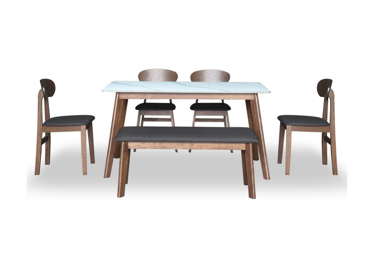 Ardun Dining Set (1 Table + 4 Chair + 1 Bench) by Wood Haven