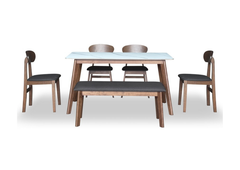 Ardun Dining Set (1 Table + 4 Chair + 1 Bench) by Wood Haven