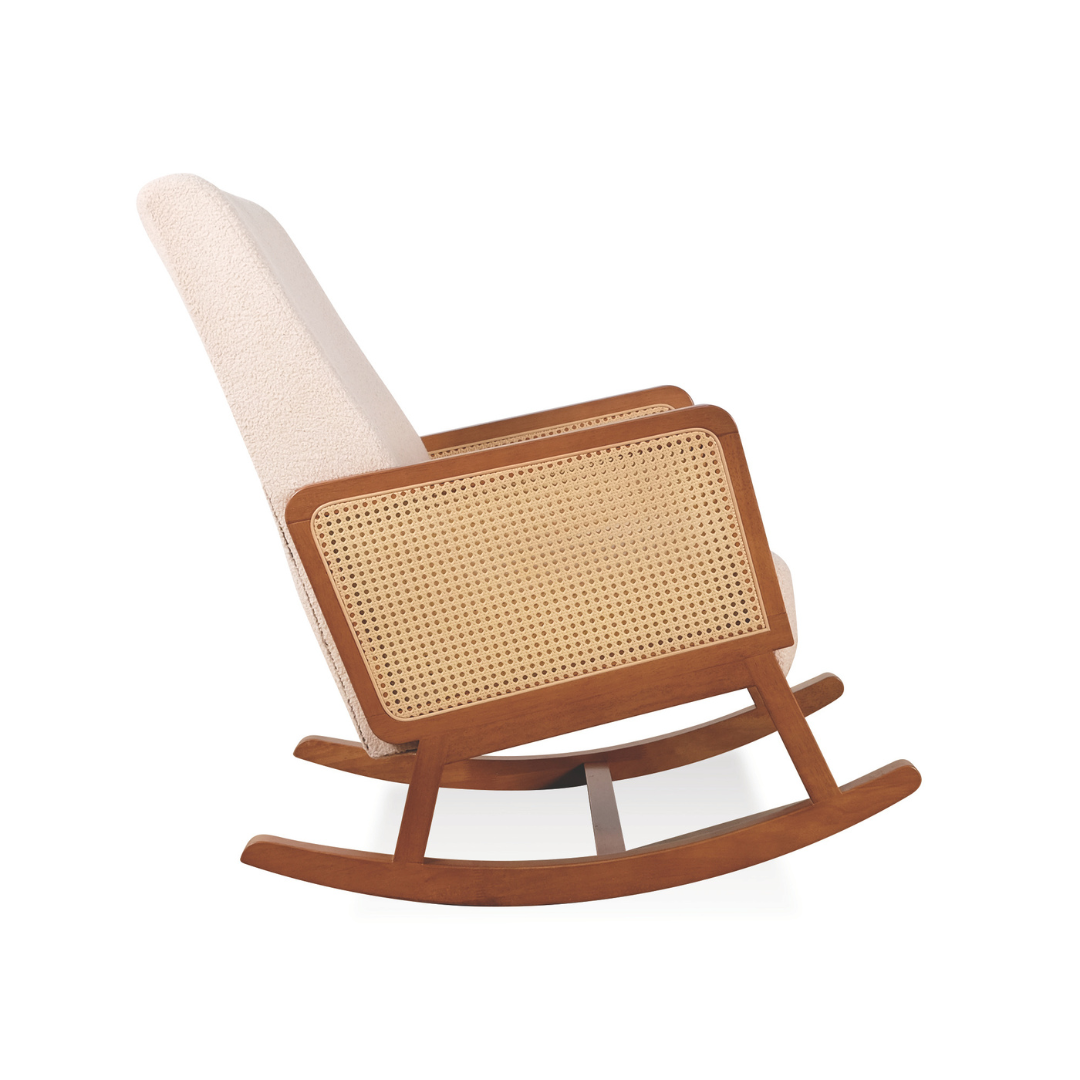 Jamie Wooden Rocking Chair with Ottoman