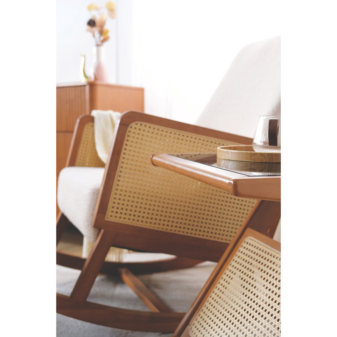Jamie Wooden Rocking Chair with Ottoman