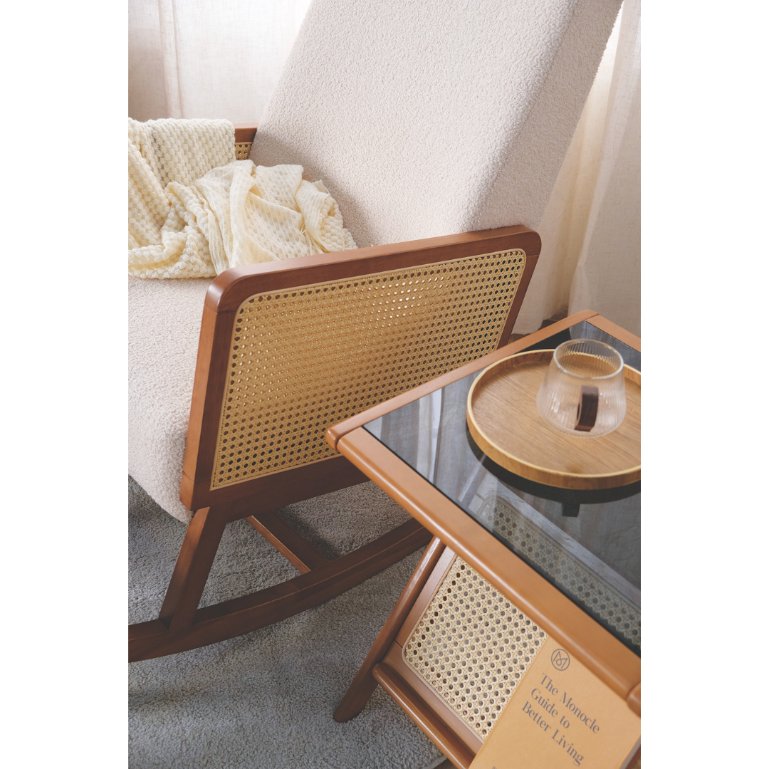 Jamie Wooden Rocking Chair with Ottoman