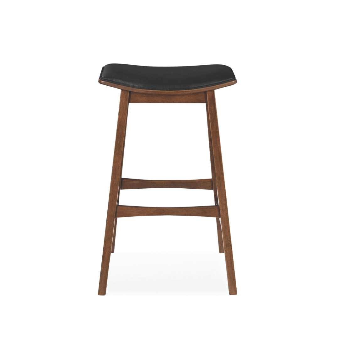 Morris Black Faux Leather Wooden Bar Stool