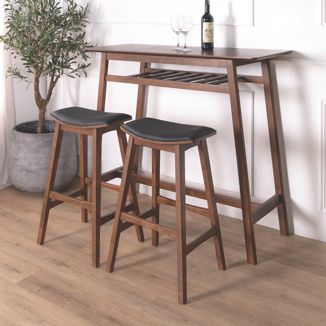 Morris Black Faux Leather Wooden Bar Stool