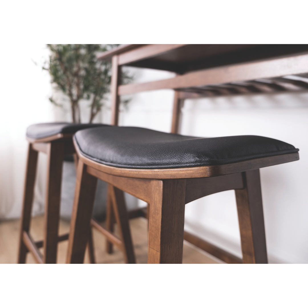 Morris Black Faux Leather Wooden Bar Stool