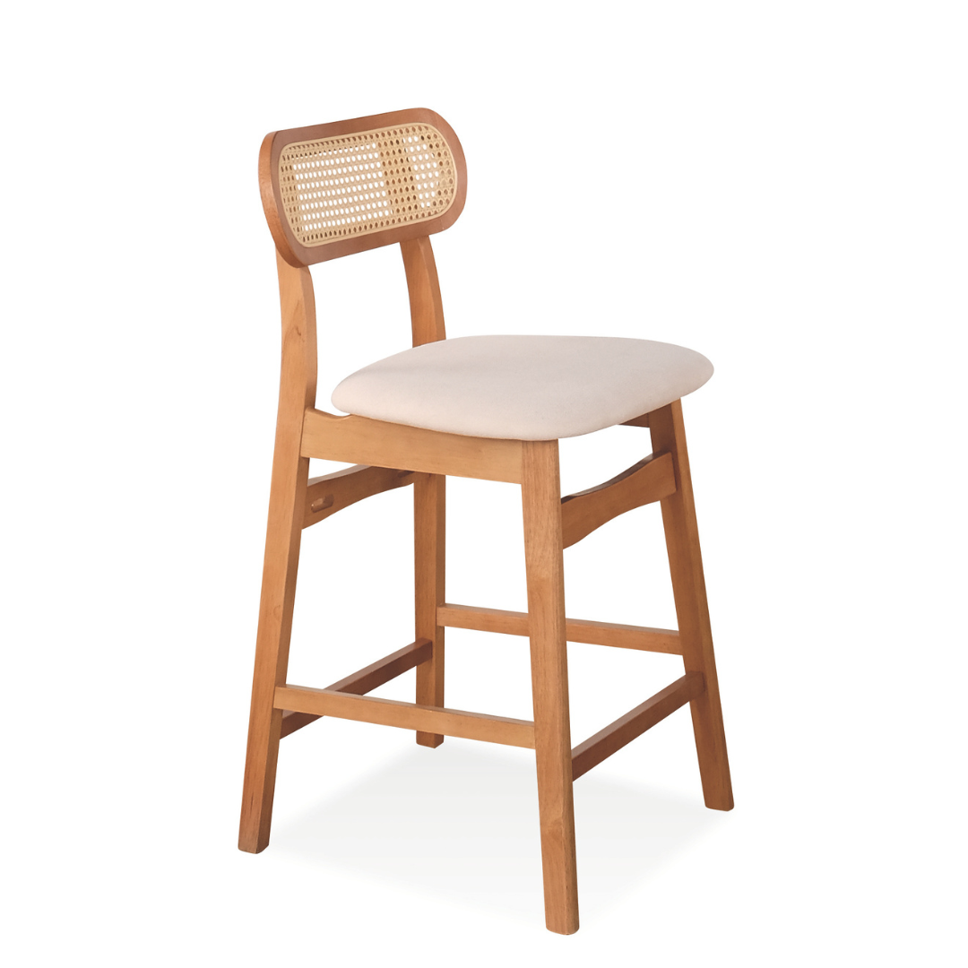 Rika Wooden Bar Stool (Rattan)
