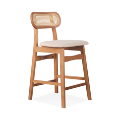 Rika Wooden Bar Stool (Rattan)