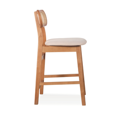 Rika Wooden Bar Stool (Rattan)