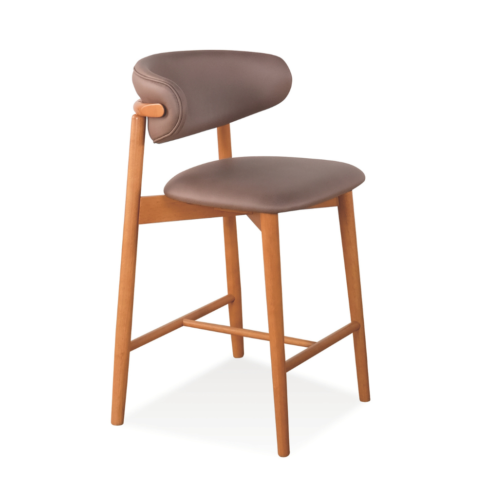 Joya Wooden Bar Stool | Solid Wood & Leathaire Counter Seat – Maxi Home