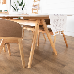 Alina Wooden Dining Table with Marbled Granite Top (200cm)