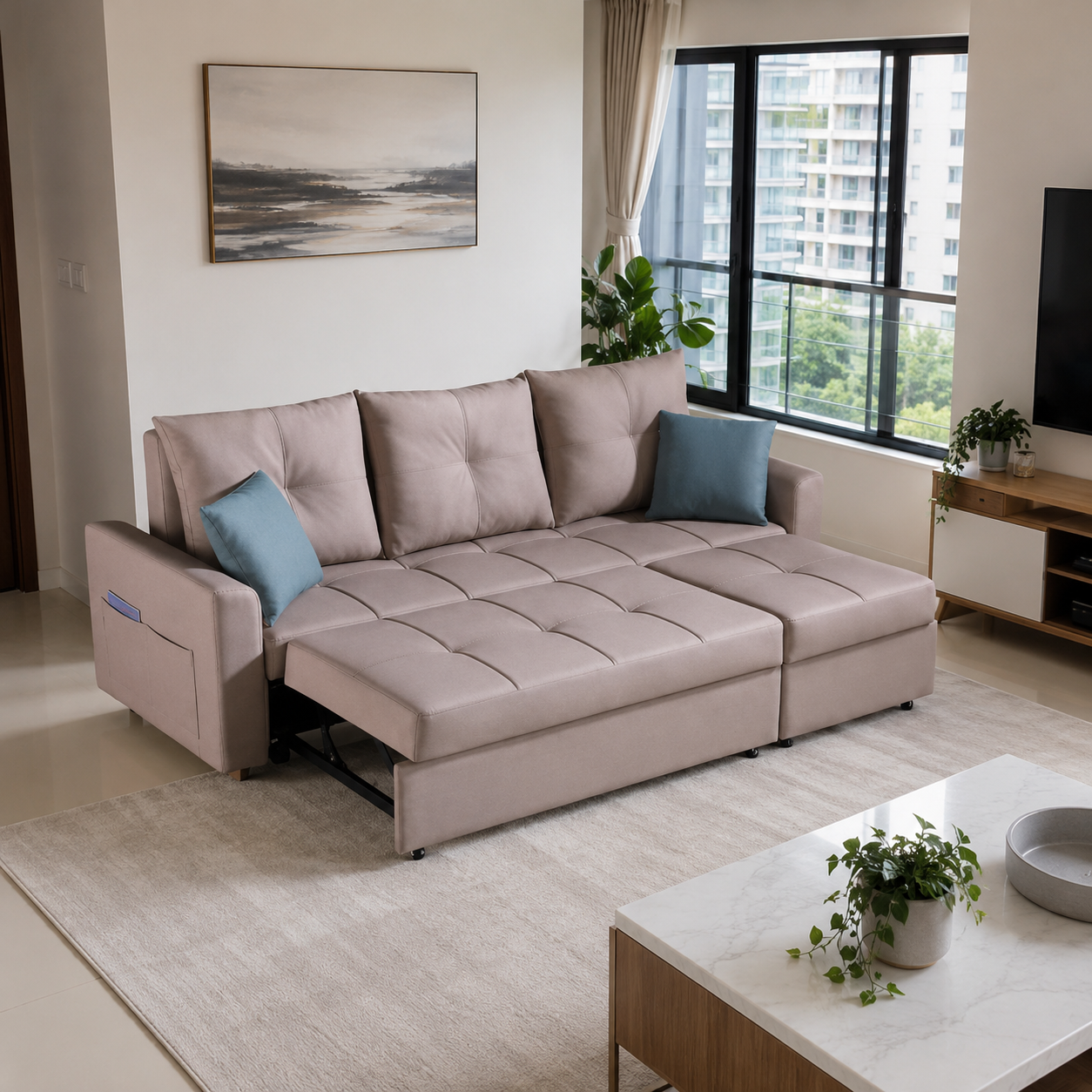 Lorvessa Faux Leather Sofa Bed