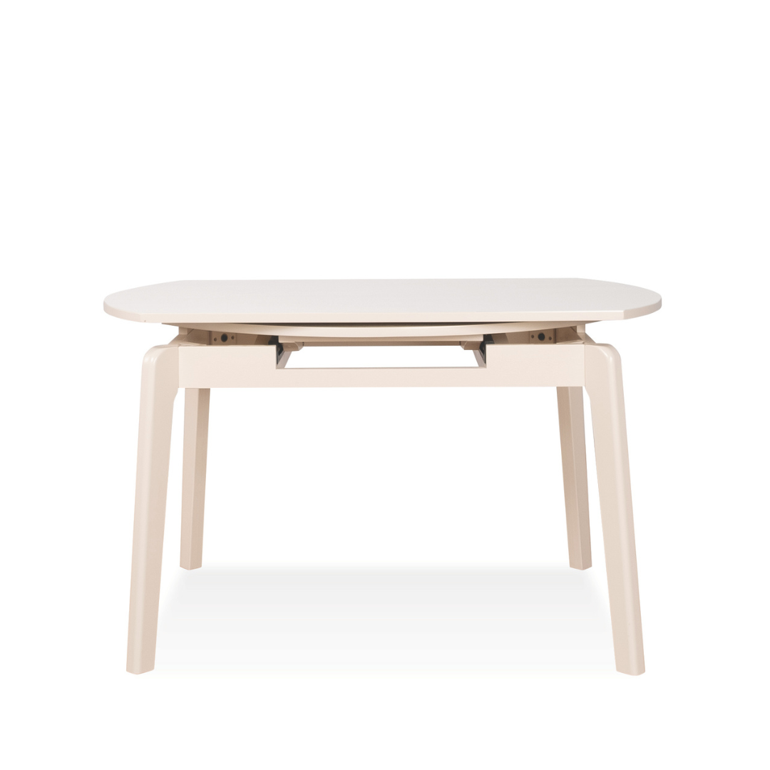 Ivory White Extendable Wooden Dining Table (160cm)