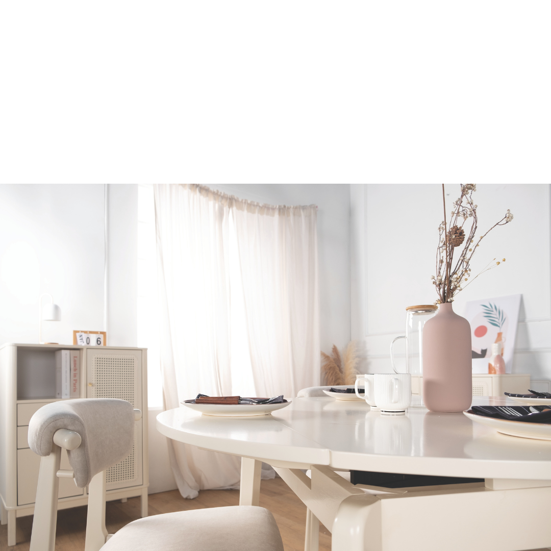 Ivory White Extendable Wooden Dining Table (160cm)